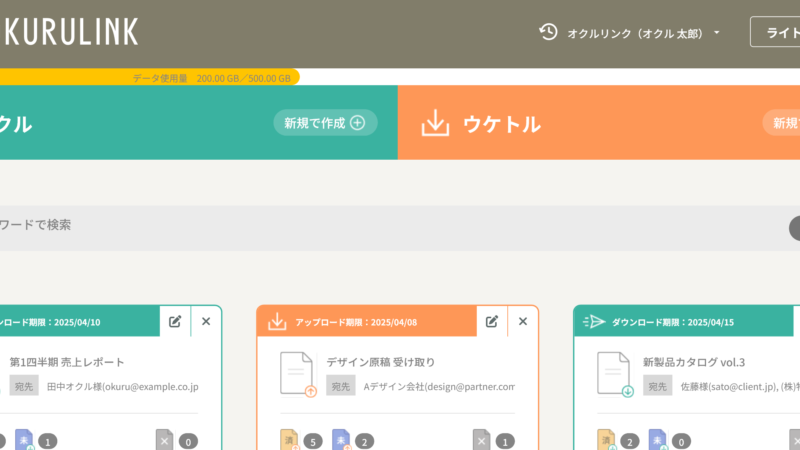 オクルリンクトップ画面